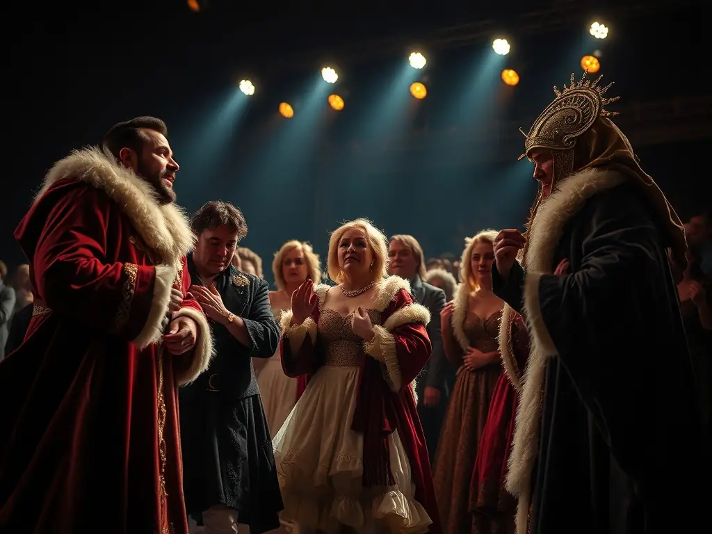 A vibrant photograph capturing a theatrical performance organized by IMAGE, showcasing actors on stage with expressive lighting and costumes, conveying the drama and artistry of the event.