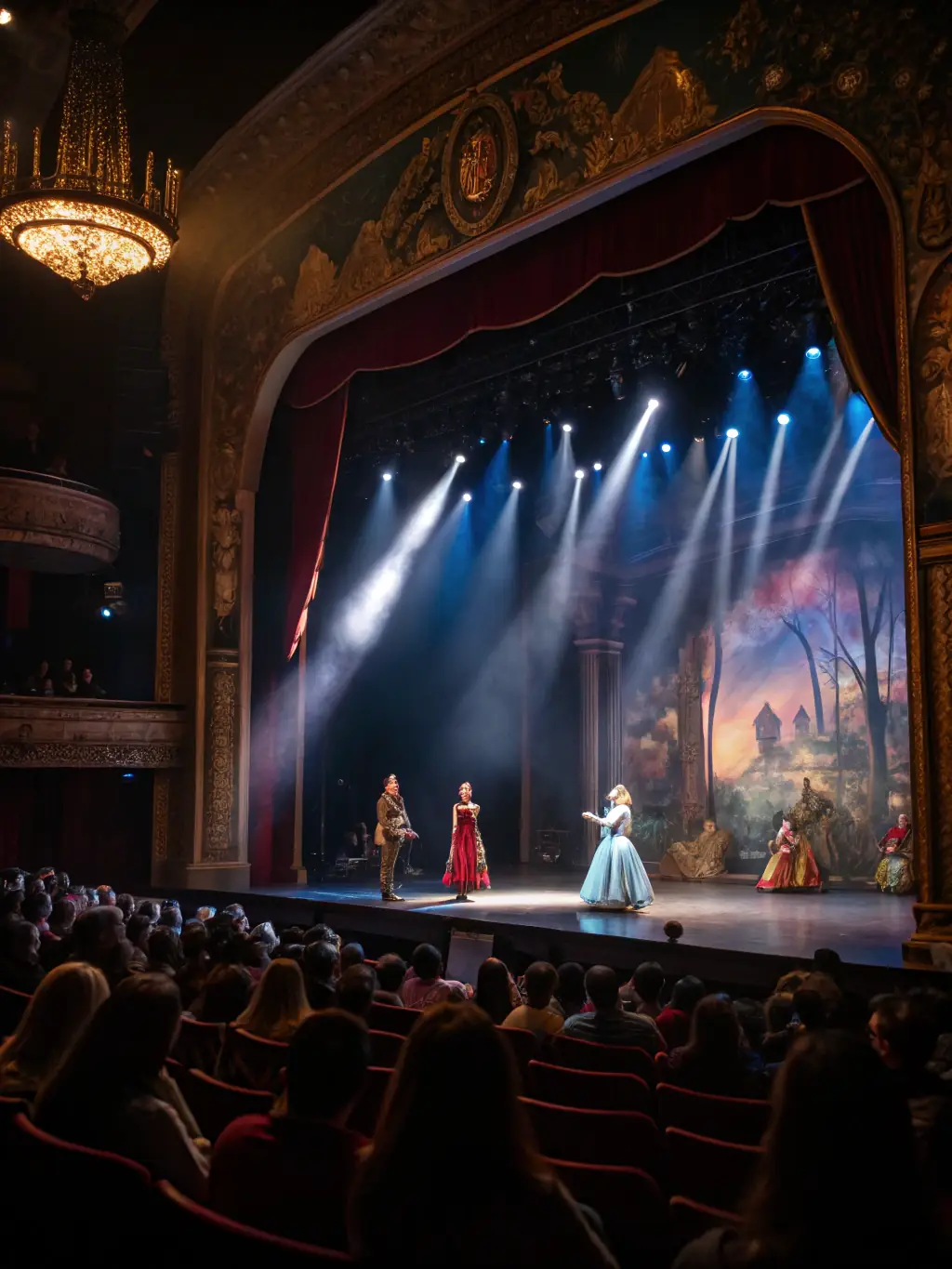 A dynamic image of a public performance organized by IMAGE, featuring actors on stage delivering a captivating theatrical performance to an enthusiastic audience, showcasing IMAGE's commitment to providing accessible cultural experiences.